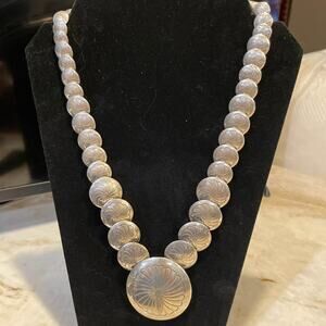 Vintage Silver Concho Necklace
